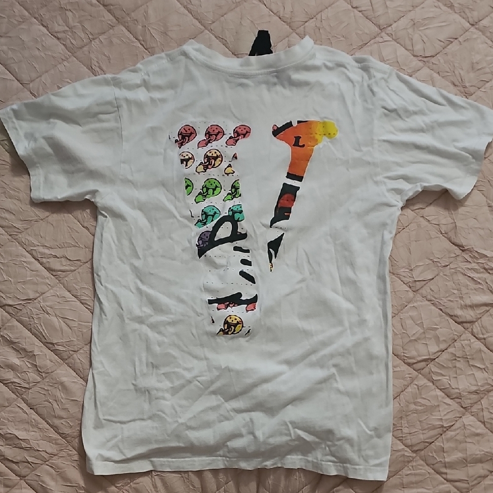 VLONE White T-Shirt with Black and Orange Accents
